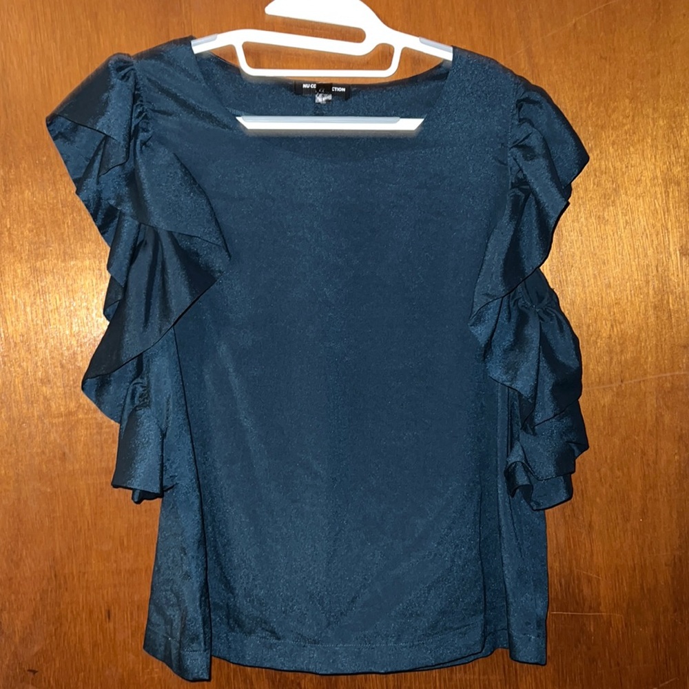 Teal Ruffle Blouse
